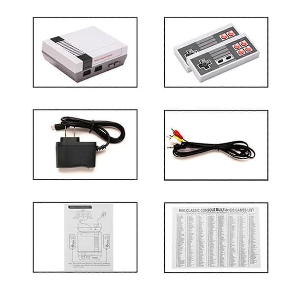 Mini retro spillkonsoll med 620 klassiske spill, plug and play