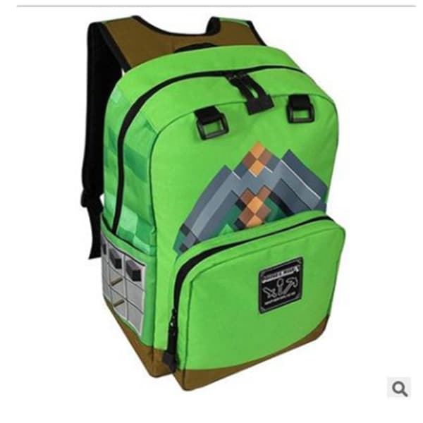 Minecraft Ryggsekk Creeper Ender Dragon Lommelykt Diamant Hakke Junior High School Studenter Barneryggsekk