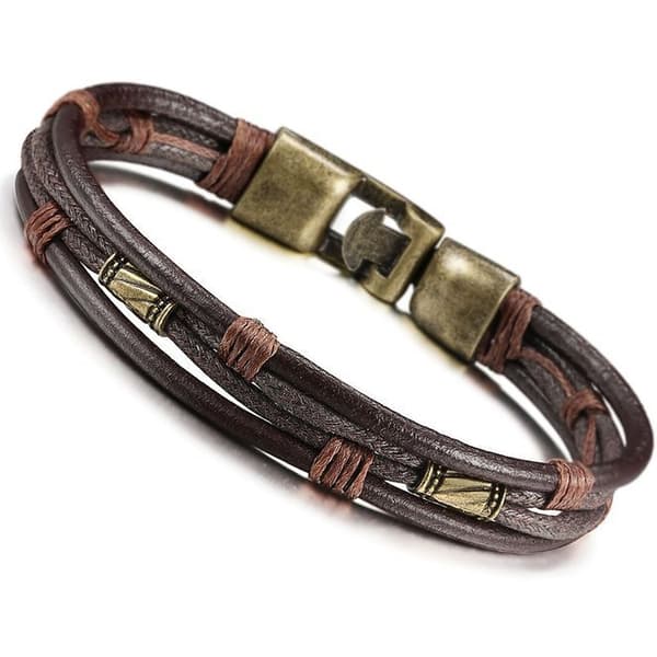 Læderarmbånd til mænd, brunt rebarmbånd, 8.