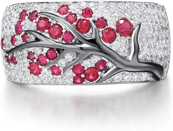 925 Sterling Silver Körsbärsring Cubic Zirconia Trädgrenar Ring