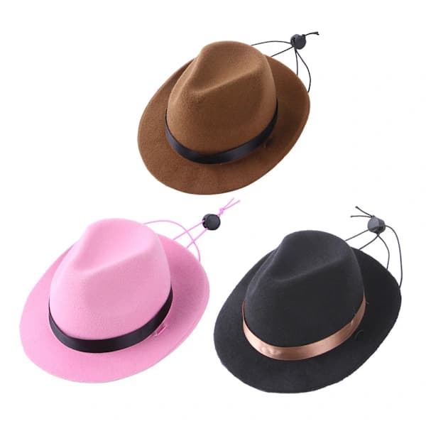 3-pak dyrehatte, hundecowboyhatte, kattehatte, dyretilbehør