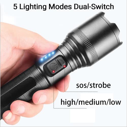 LED Super Bright Zoom Lommelygte Kraftig Camping Lampe Lygte