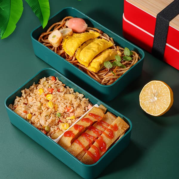 Svart Bento Design Lunchlåda - Bambu Bento Låda 2 Hermetiska C,ZQKLA