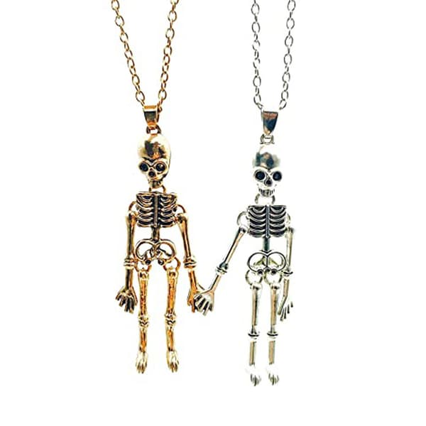 Retro skelet spøgelse magnetisk halskæde Halloween halskæde til par
