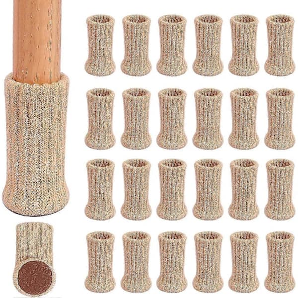 24 st stolsstrumpor, halkfria förstärkta högelastiska möbelbensstrumpor, golvskydd svart beige