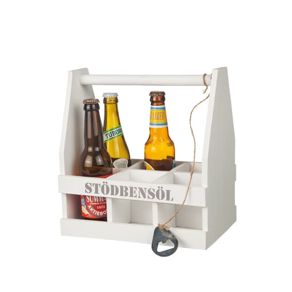 Öllåda "Stödbensöl" för 6 Flaskor Vit med Kapsylöppnare – Different Design Vit