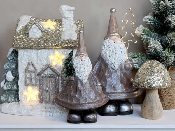 Julemand med LED-ljus 2-pack - Chic Antique grå