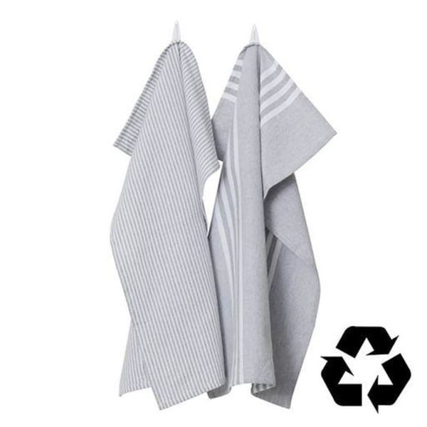 Køkkenhåndklæde 2-pak genbrugt efter behag Light grey