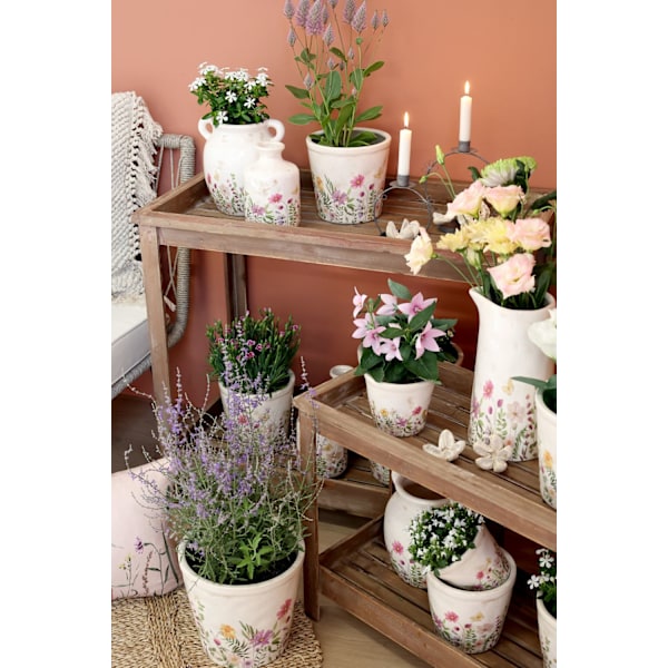 Avignon Blomkruka med blomstermotiv H16/Ø16,5 cm Creme
