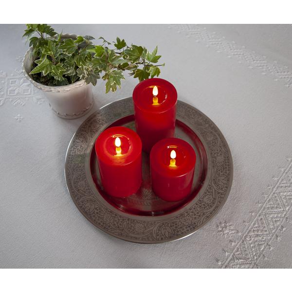 Bloklys Red Flame Flow LED Star Trading Red 12,5 cm