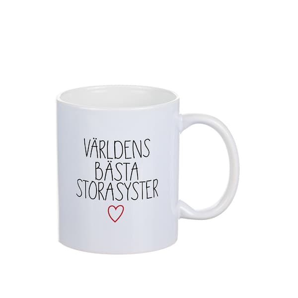 Mugg Världens bästa bror eller syster White Storasyster