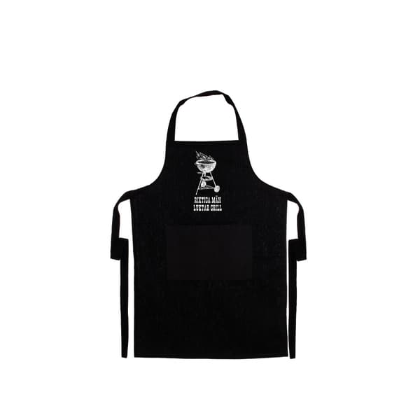 Förkläde/ krögarförkläde "Riktiga män luktar grill" bomull Svart