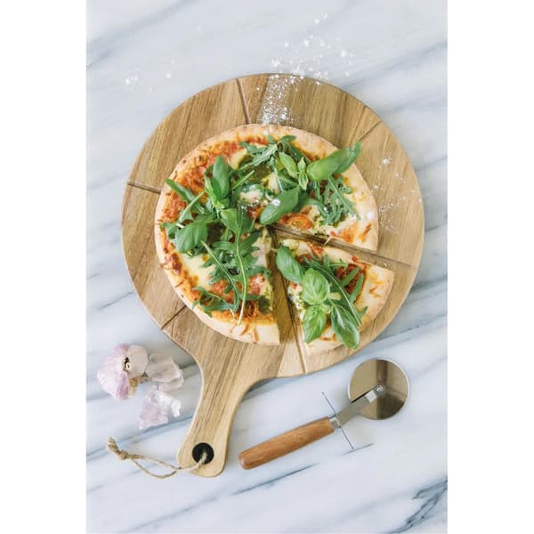 Pizzaset Sade Skärbräda med Pizzaskärare Dorre Brun