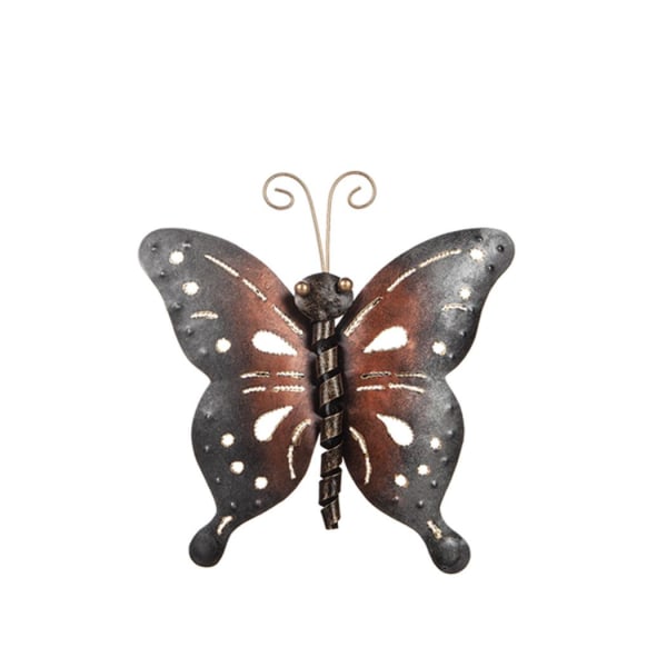 Sommerfugl i hamret plademetal 20x22 cm Multicolor