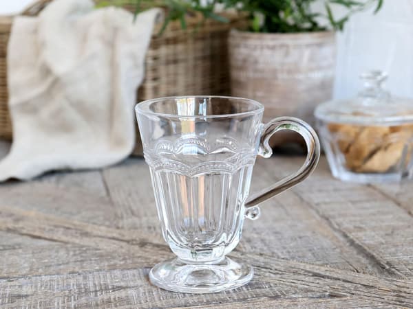 Antoinette Glasmugg 2 dl 6-pack med Öra och Pärlkant | Chic Antique Transparent