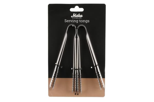 Serveringstång 4-pack 15 cm – Rostfritt Stål | Maku Silver