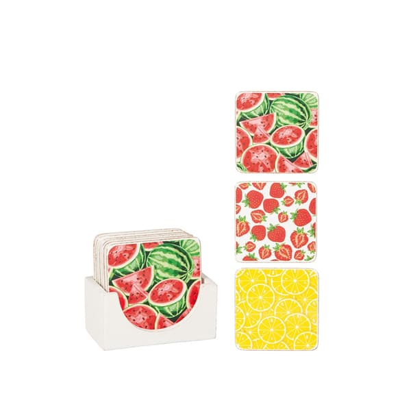 Glasunderlägg Sommar 6-pack i Låda – Different Design White