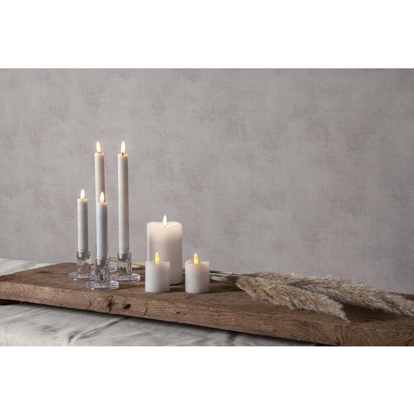 Blockljus Flamme 15 cm LED m timer, vit Vit