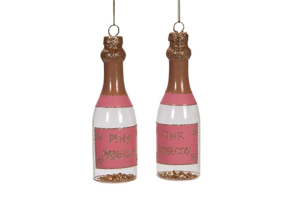 Hänge Proseccoflaska Rosa Glitter 2 pack Rosa