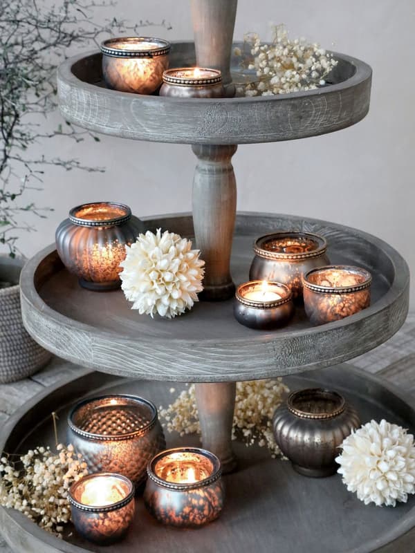 Ljuslykta med pärlkant Ø11Chic Antique Brown