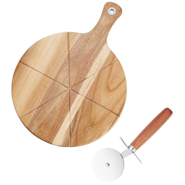 Pizzaset Sade Skärbräda med Pizzaskärare Dorre Brown