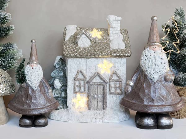 Julemand med LED-ljus 2-pack - Chic Antique Grey