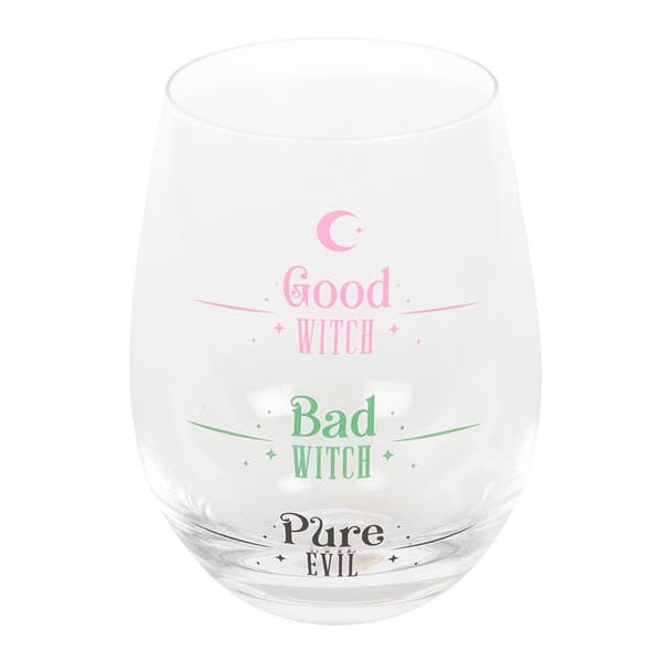 Stjälklöst vinglas “Good Witch / Bad Witch / Pure Evil” 500 ml Kristall