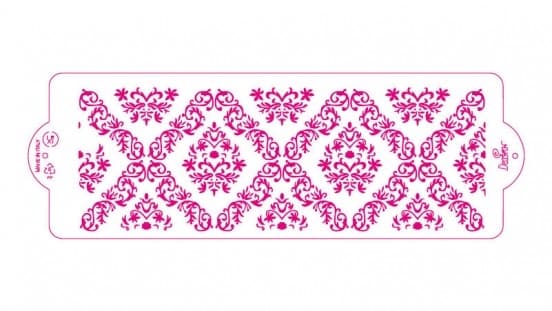 Tårtstencil 10 x 30 cm Rosa Decora Pink Damask