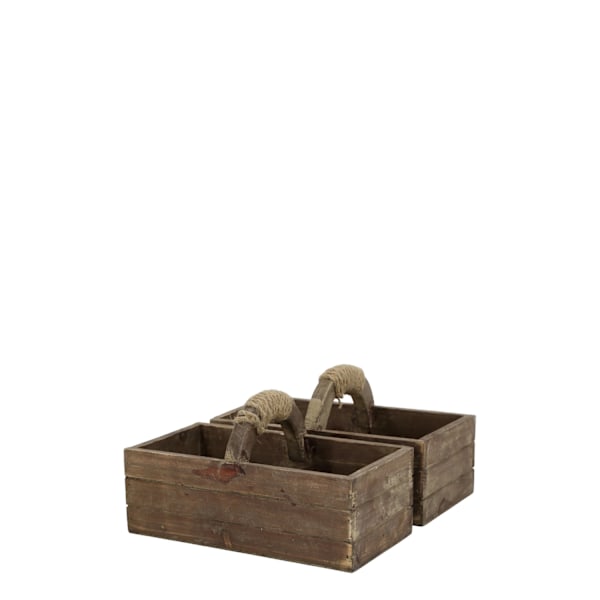 Trälåda med handtag set med 3 st Chic Antique Brun