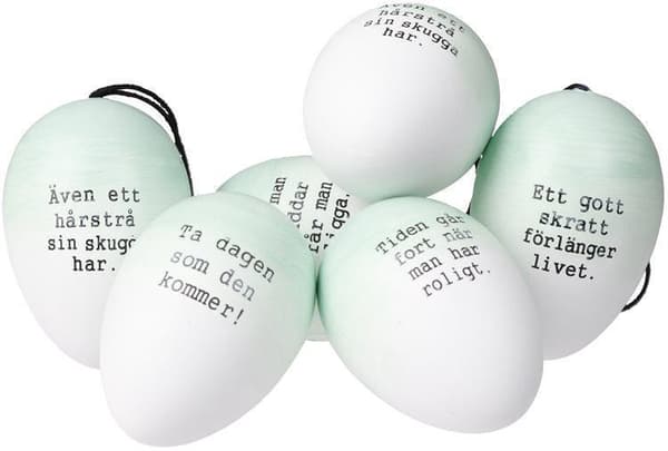 Påskägg - Ordspråk 6-pack Mint Cult Design LightGreen Ljusgrön 6cm