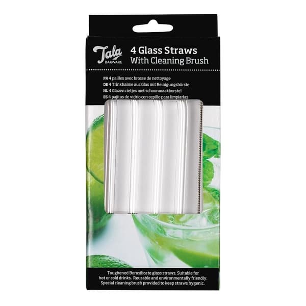 Sugrör i glas 4-pack m borste Tala Transparent