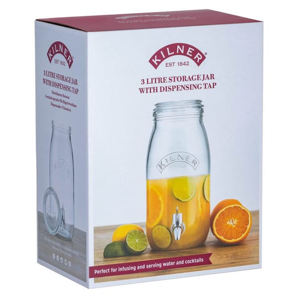 Dispenser 3 liter glas m kran Kilner Crystal
