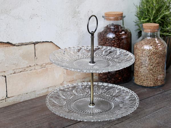 Kakfat 2-våningar Glas Chic Antique Crystal