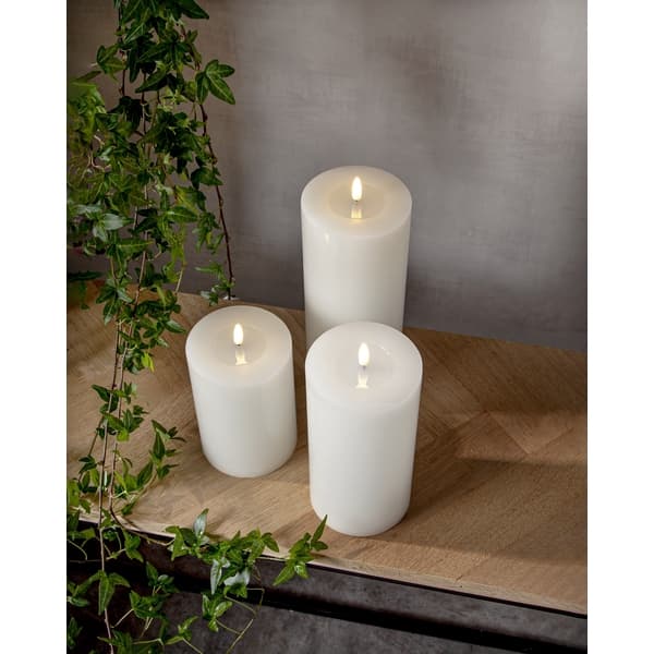 Blockljus Flamme Flow Big LED 27,5 cm White