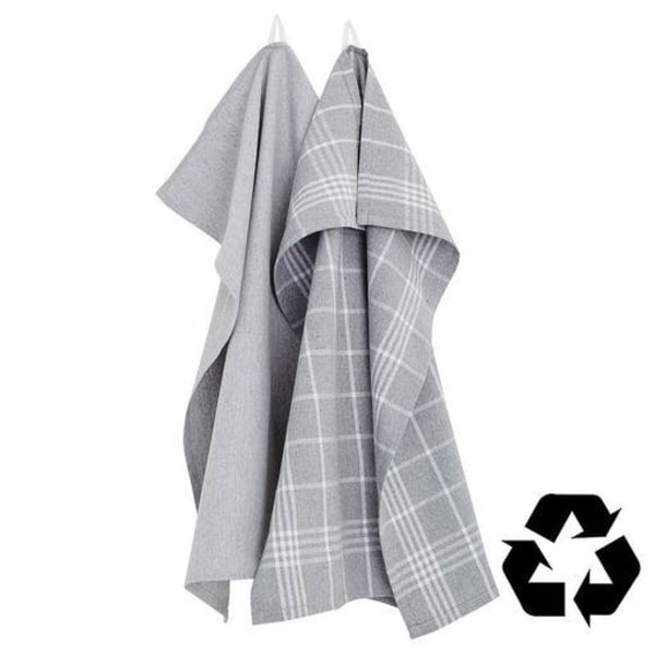 Køkkenhåndklæde 2-pak genbrugt efter behag Light grey