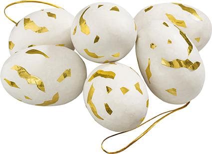 Påskägg Hanging Goldie 6 pack Vit/guld Cult Design White