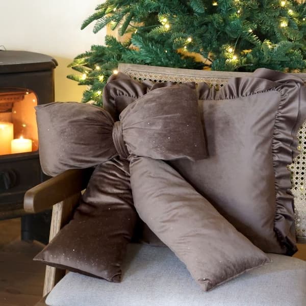 Stor Dekorationsrosett i Sammet med Glitter Mocca 50x40 cm – Chic Antique Brun