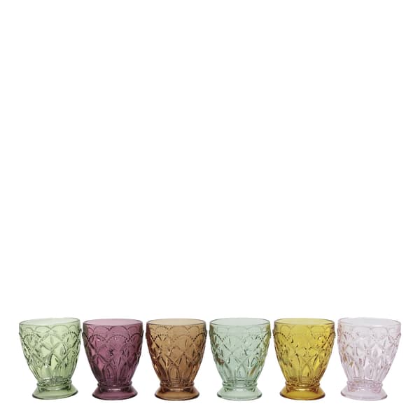 Saint-Émilion vattenglas 6-pack med mönster olika färger Multicolor