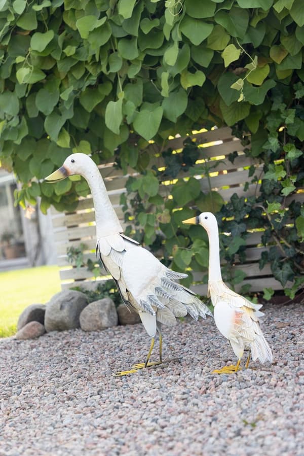 Anka 55 cm Hamrad plåt Dekoration White