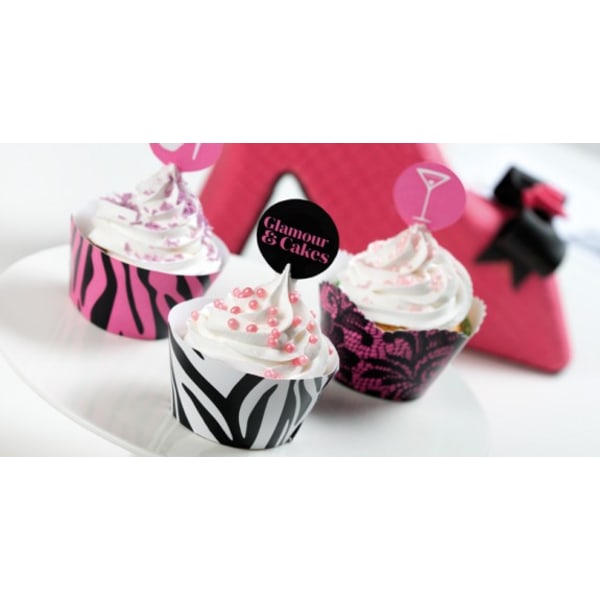 Cupcake Wrappers & Toppers Glamour Black Glamour