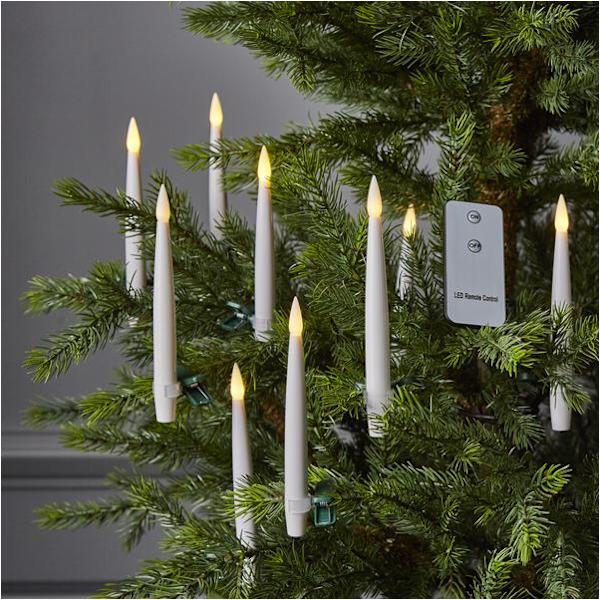 Julgransbelysning Paulin trådlös 10 st granljus m fjärrkontroll White