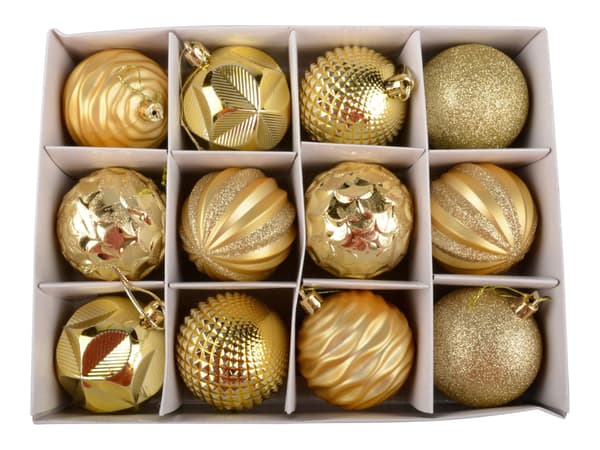 Julgranskulor 12 pack Guld Gold