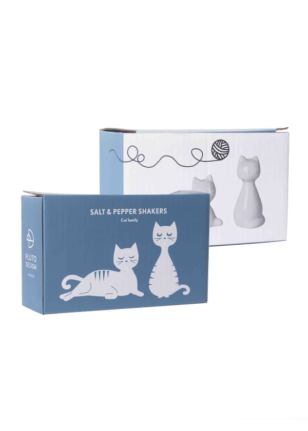 Salt &amp; Peppar Katt familj 2-pack Vit