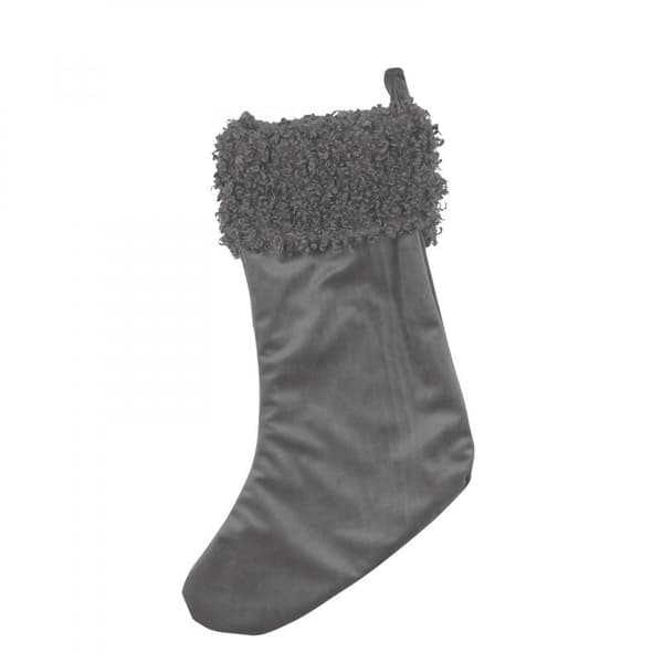 Julstrumpa m fuskpäls grå 50 cm Bone white