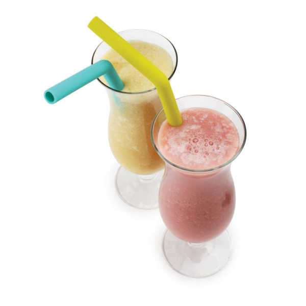 Sugrör 6 st m borste för Smoothie / Milkshake, silikon Multicolor