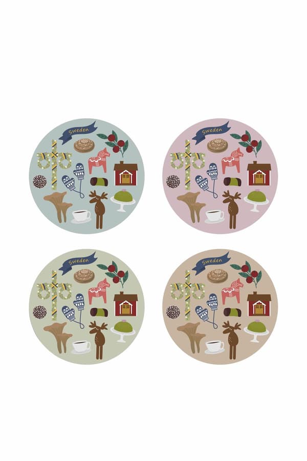 Glasunderlägg Like a Swede 4-pack Light pink