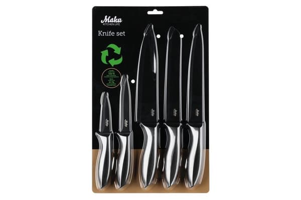 Knivset 5 delar av återvunnet material | Maku Kitchen Life Black
