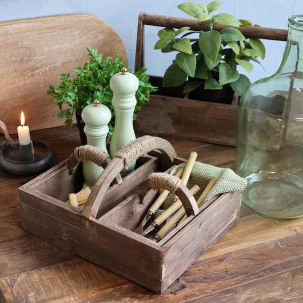 Trälåda med handtag set med 3 st Chic Antique Brown