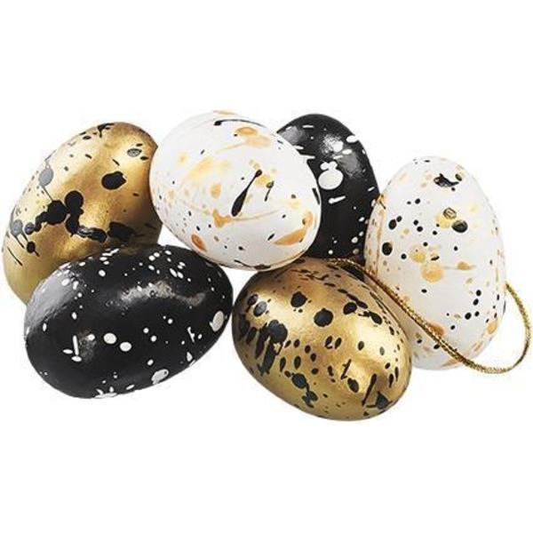 Stänk miniägg 6 st 4cm Svart/guld Cult Design Black