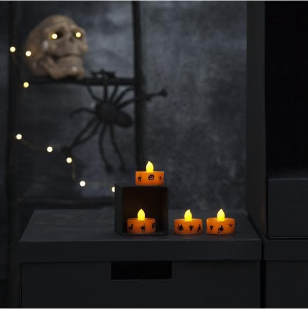 Hallowen Värmeljus 4 -pack LED Orange